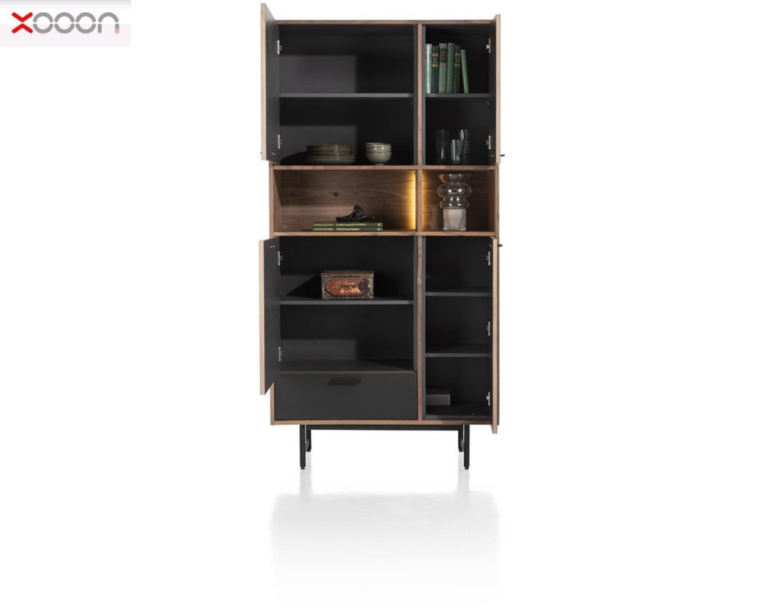 XOOON Schrank "Torano", ca. 100x195 cm - Walnuss / Off Black - 3