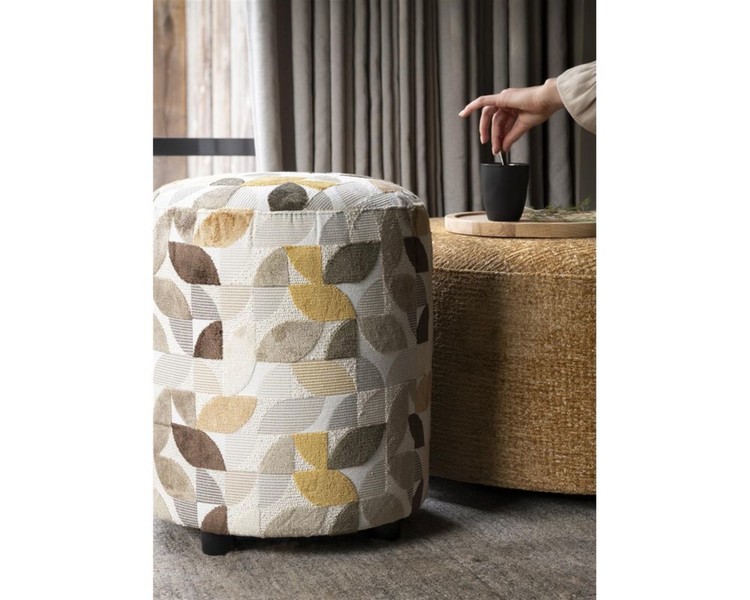 Coco Maison Hocker "Elite", rund, mehrfarbig - Creme - 2