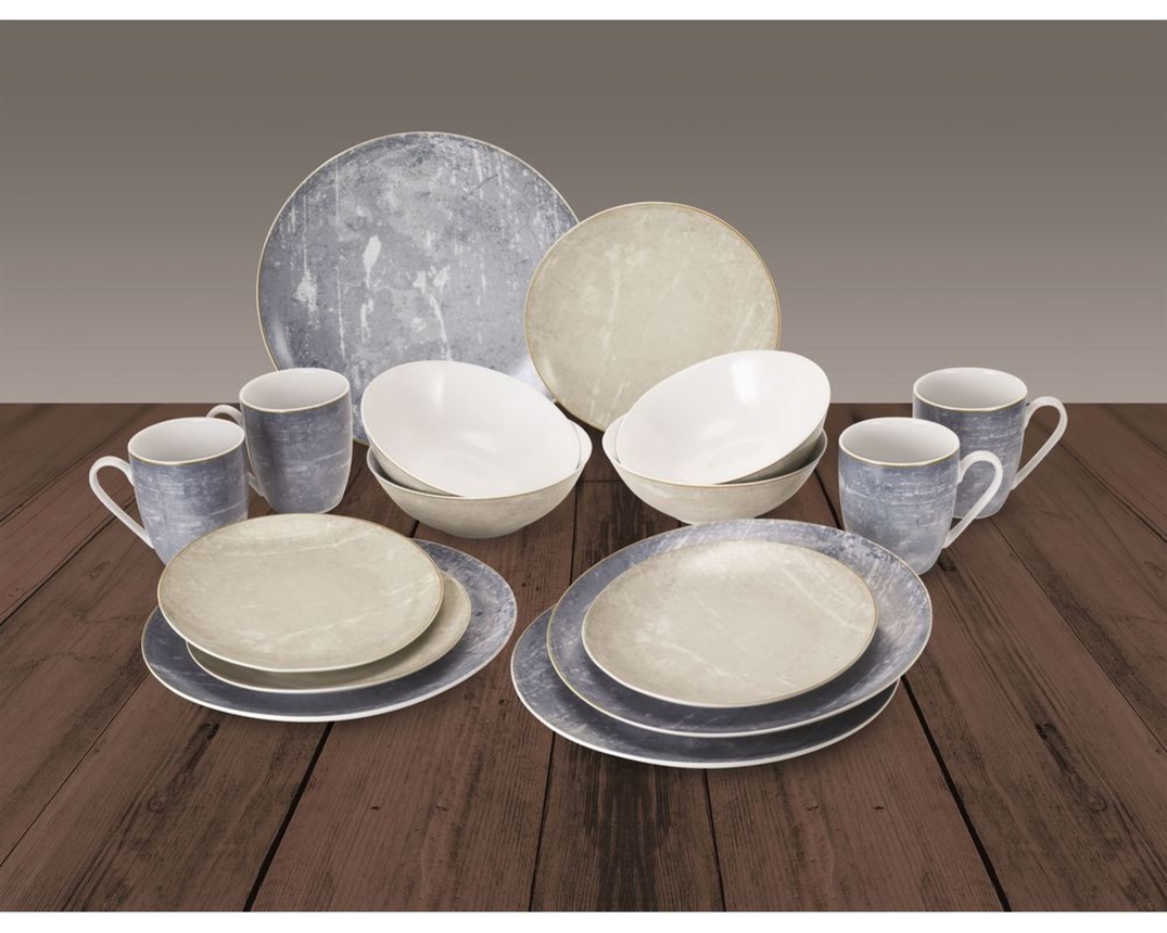 Kombiservice Loft 16-tlg. - Blau - Beige - 1