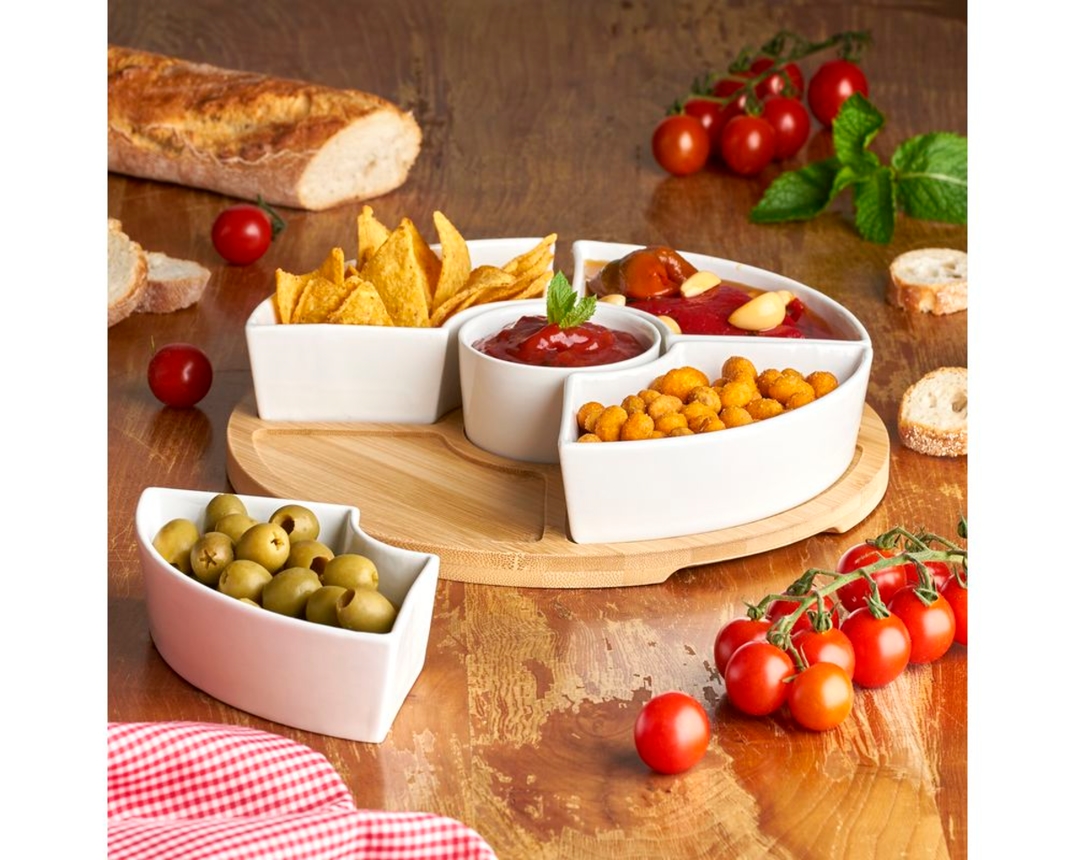 Snackschalen-Set 6-tlg. weiß - weiß/Bambus - 2