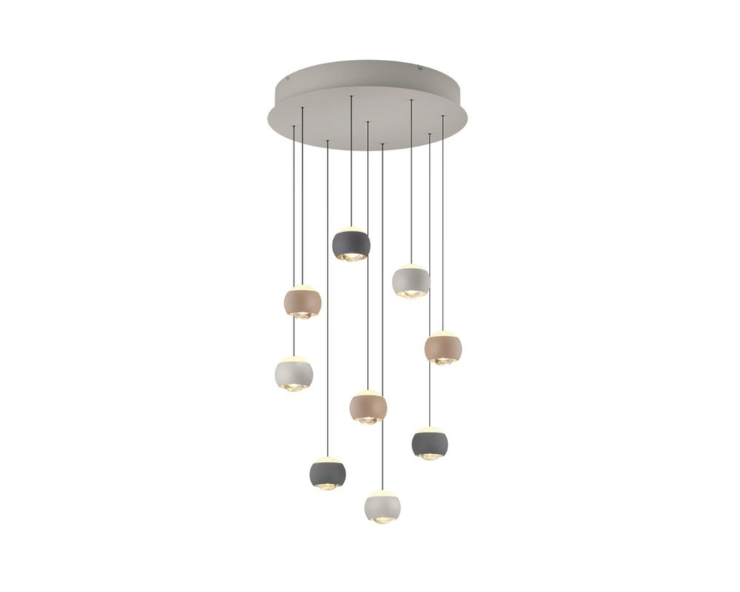 Musterring LED-Pendelleuchte "Cannon", 9-flammig - Schwarz/Grau/Peach - 1