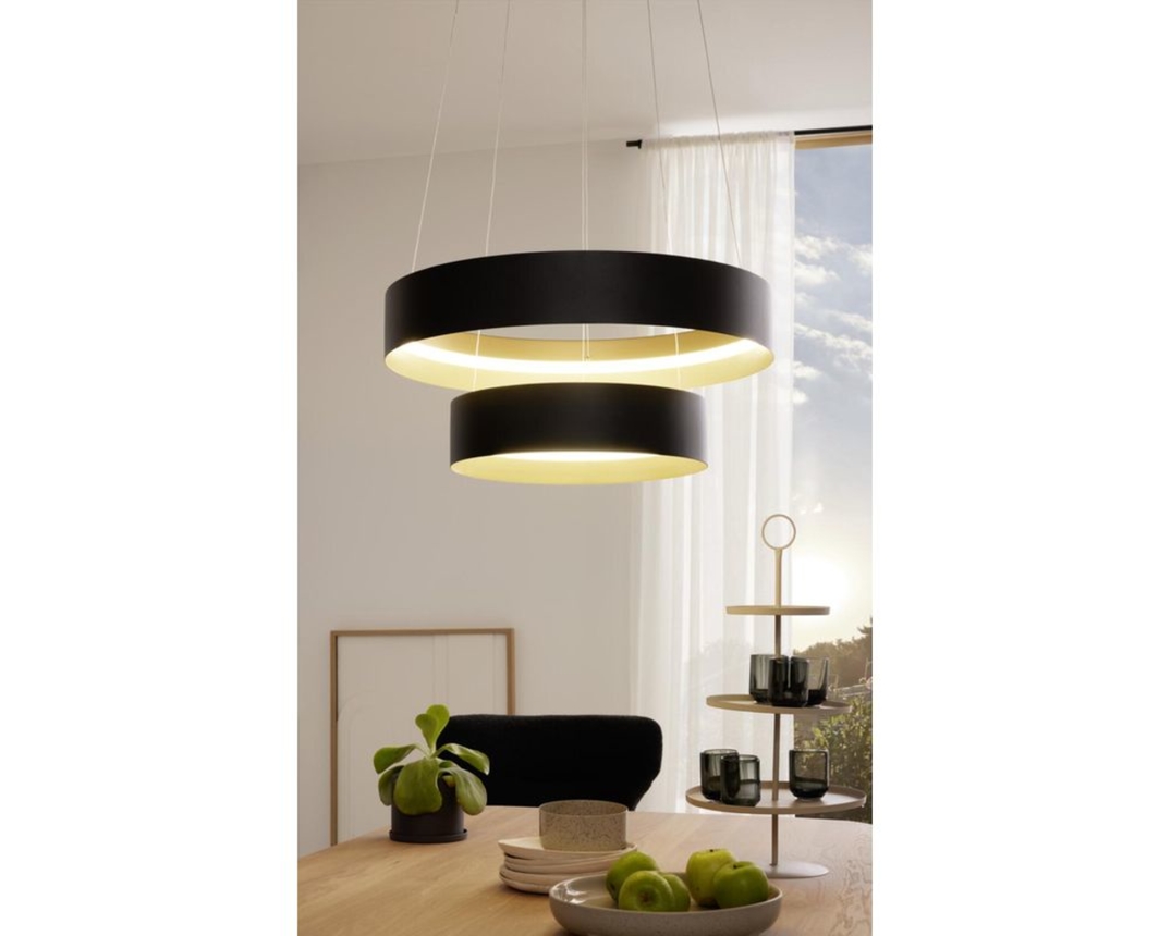 Musterring LED-Pendelleuchte "Loop", Up-and-Down-Beleuchtung - Schwarz/Gold - 1