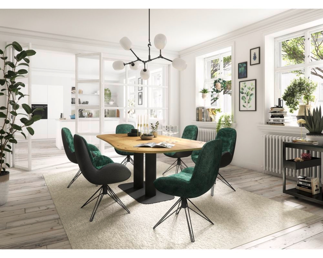 Musterring Esstisch "Helvin", organische Form - Braun/Schwarz - 5