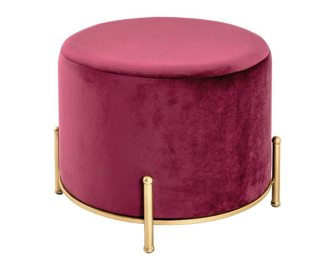 Hocker "Harrisburg" Samt - dunkelrot/gold - 1