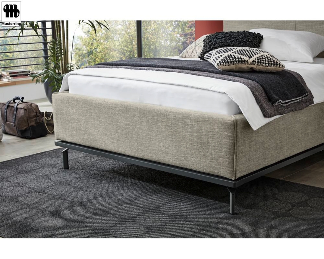 Boxspring Polsterbett "Delphi" Musterring, hellgrau, Bettkasten,  140 x 200 cm - hellgrau - 4
