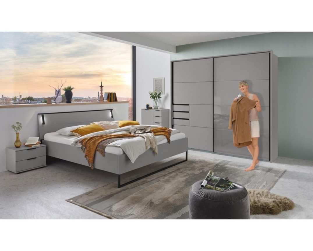 Futonbett "Wetter", ca. 180x200 cm - Saharagrau / Absatz Graphit - 2