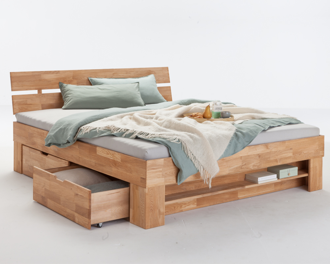 Futonbett Eloy Wildeiche - Holzfarbend - 1