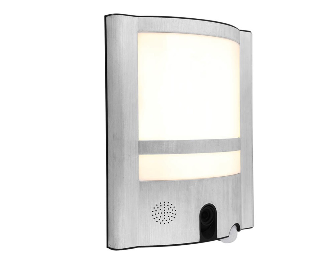 LED-Kameraleuchte "Vesta" inkl. Bewegungsmelder und Gegensprechanlage - Silber - 1