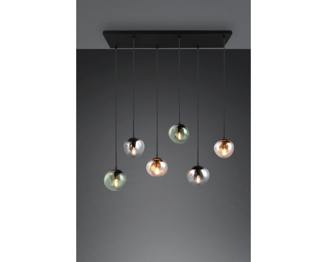 Interliving Pendelleuchte 9350, 6-flammig, multicolor - Grün/Braun/Grau - 1
