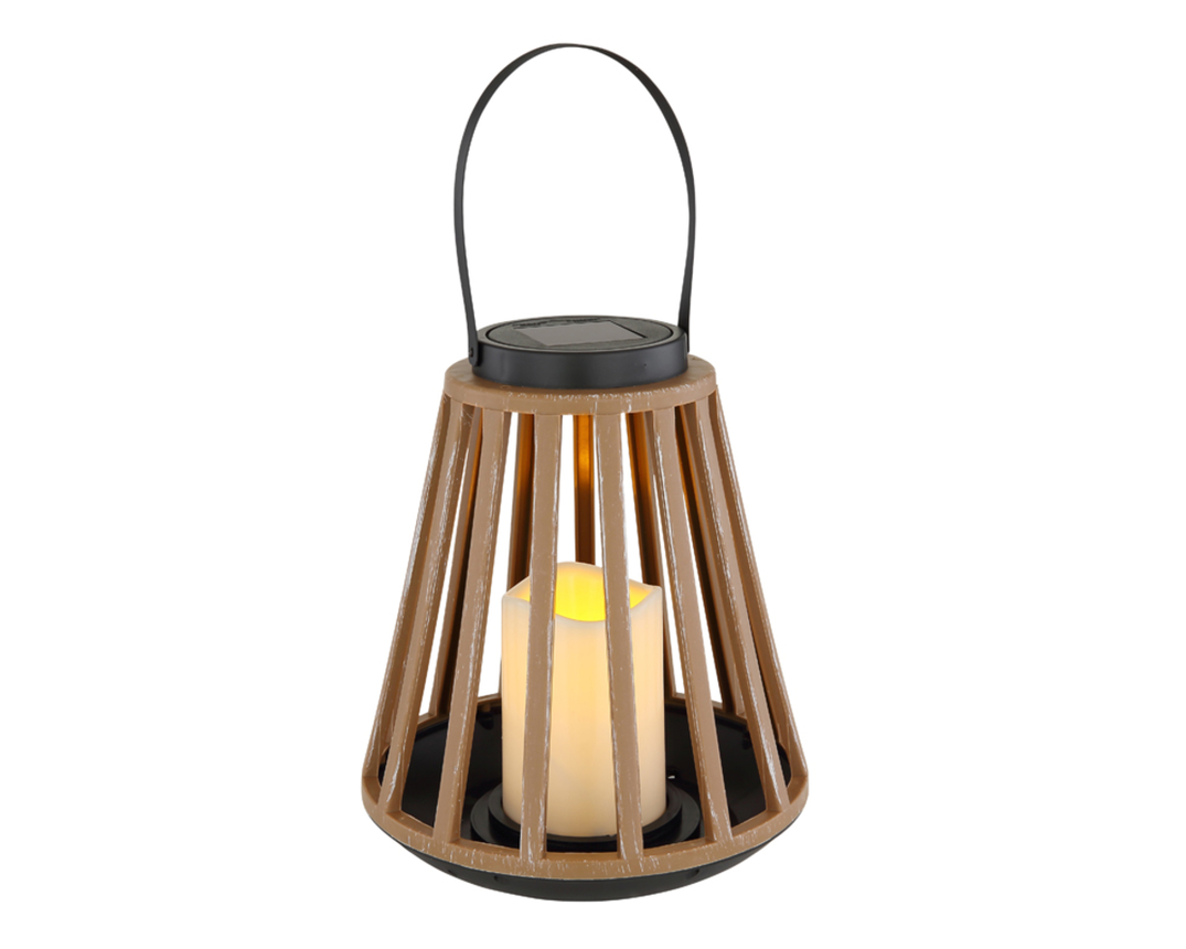 LED-Solar-Laterne in Holzoptik - braun Holzoptik - 1