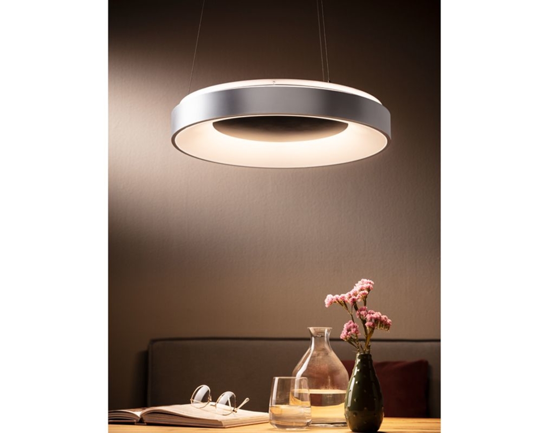 LED-Pendelleuchte "Keto Anika", per Sprachsteuerung bedienbar - Silber - 1