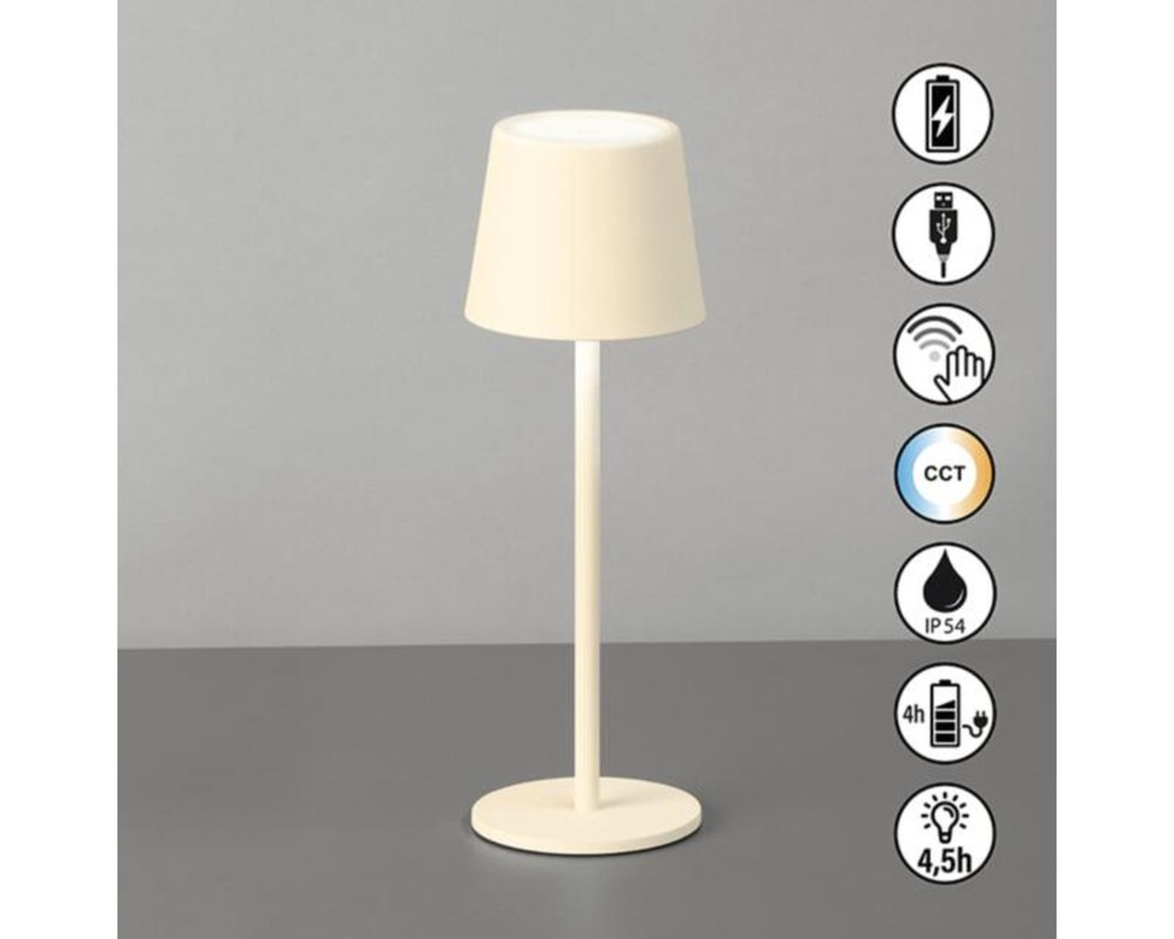 LED-Tischleuchte "Roxi" inkl. USB-Kabel und Touchdimmer, sand - Sandfarben - 1
