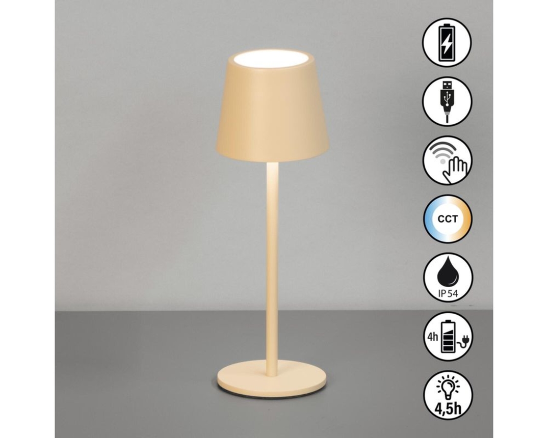 LED-Tischleuchte "Roxi" inkl. USB-Kabel und Touchdimmer, sandbeige - Sandbeige - 1