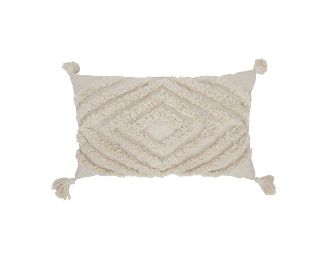 Roomio Kissenhülle No. 9406, vorderseitig getuftet, mit Quasten - Beige - 1