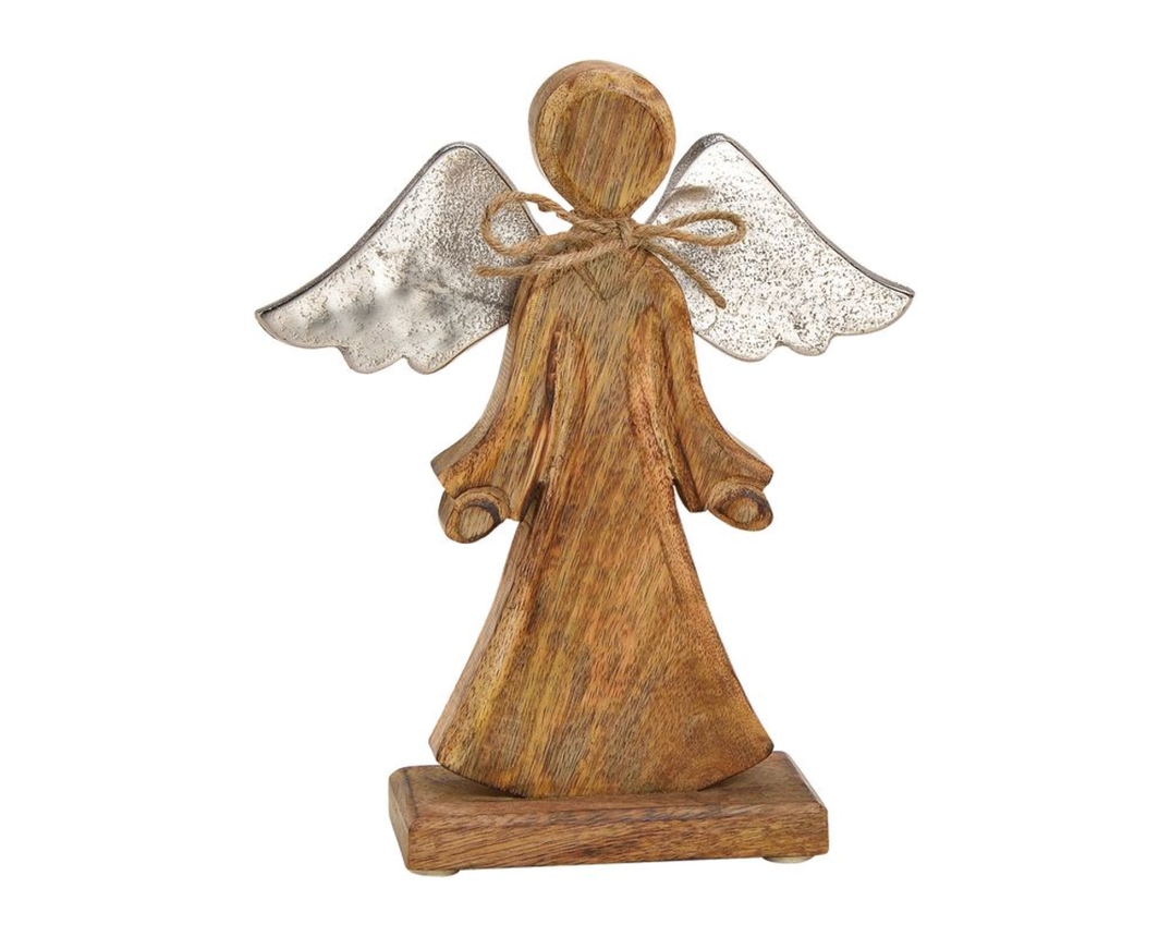 Engel aus Holz, ca. 29x35 cm - Braun - 1