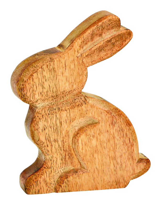 Hasenfigur aus Mangoholz, ca. 19x25x3 cm - Braun - 1