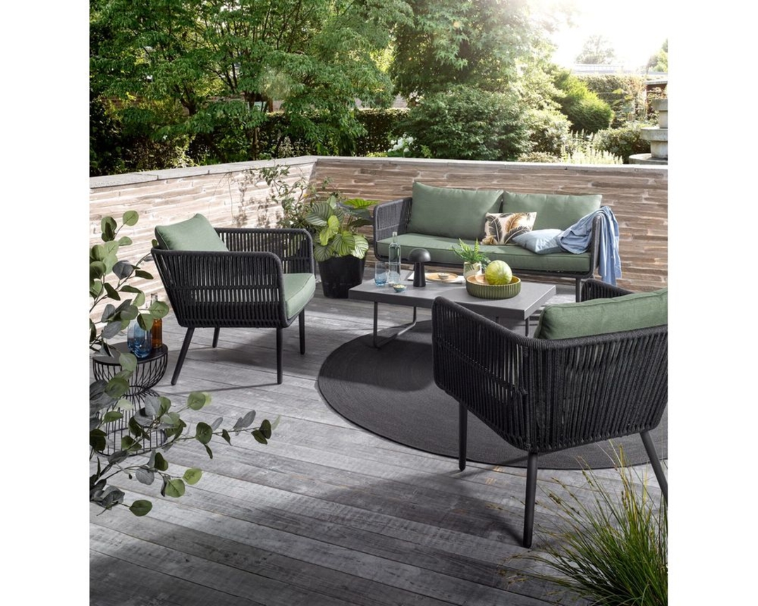 Lounge-Set "Saigon", 4-teilig, inkl. Kissen - Schwarz/Grün - 1
