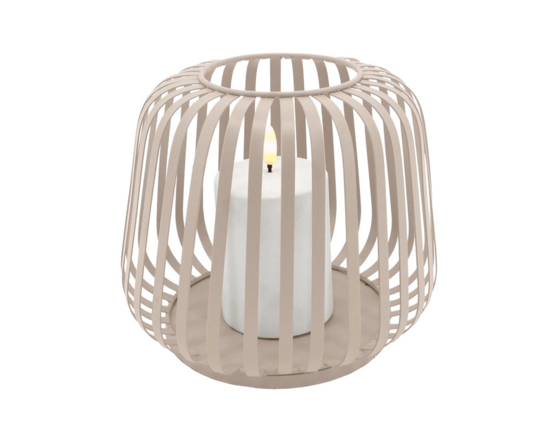 Laterne inkl. Solar-Kerze, Eisen, sandfarben - Sand - 2