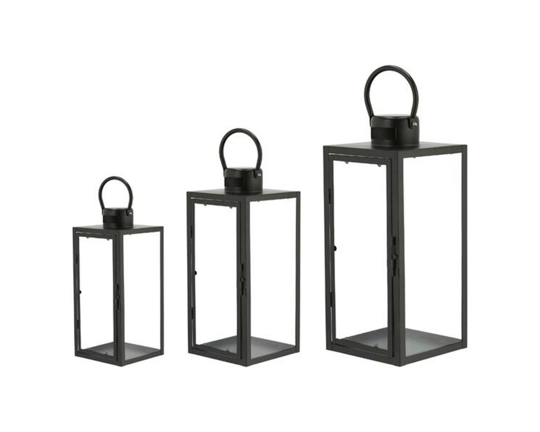 Laterne aus Metall/Glas, klein, ca. 13x30 cm - Schwarz - 1