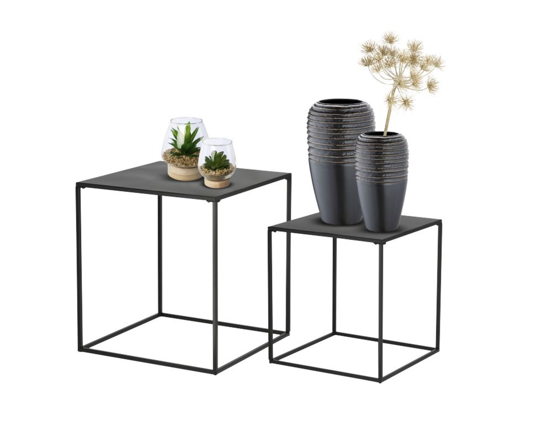 2er Tisch-Set "Cube", Eisen schwarz - Schwarz - 1