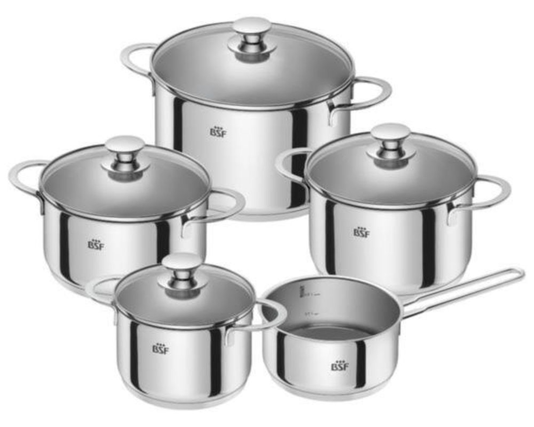 5-teiliges Topfset "Bordeaux" - Silber - 1