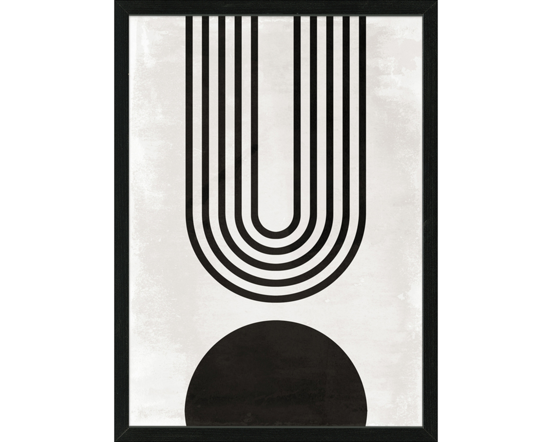 Kunstdruck "New Geometric Shapes V", ca. 55x75 cm, gerahmt - Schwarz/Grau/Weiß - 1