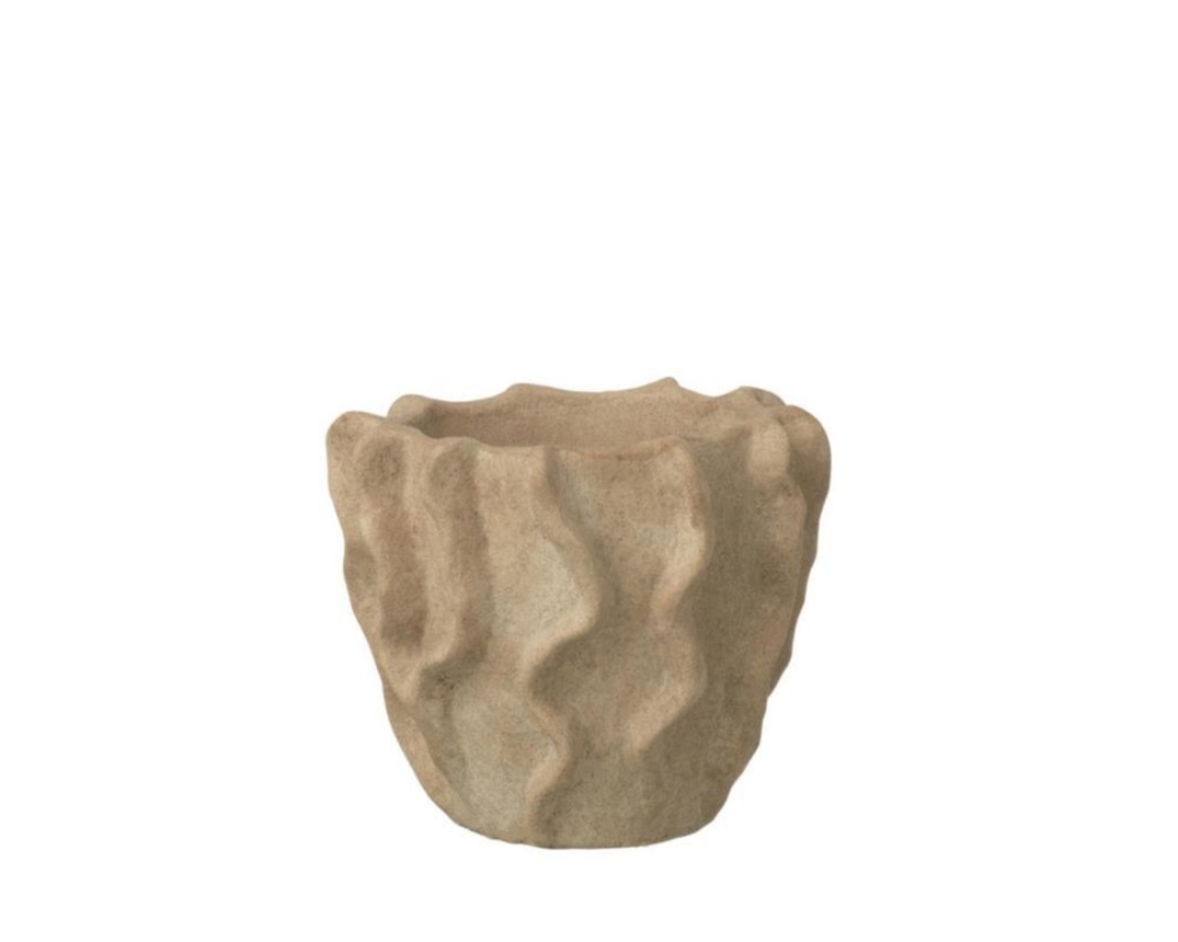 Übertopf, ca. 17.5x15.5 rd, Welle - beige - 1