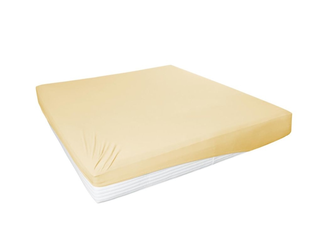 Elastan-Feinjersey-Spannbettlaken, Orange, ca. 190x200 cm - Pfirsich - 1