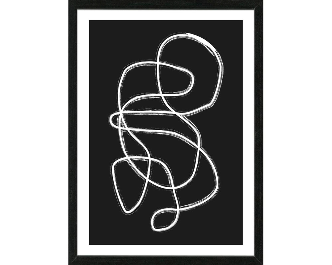 Wandbild "Lines and Shapes I" gerahmt, ca. 55x75 cm - Schwarz / Weiß - 1