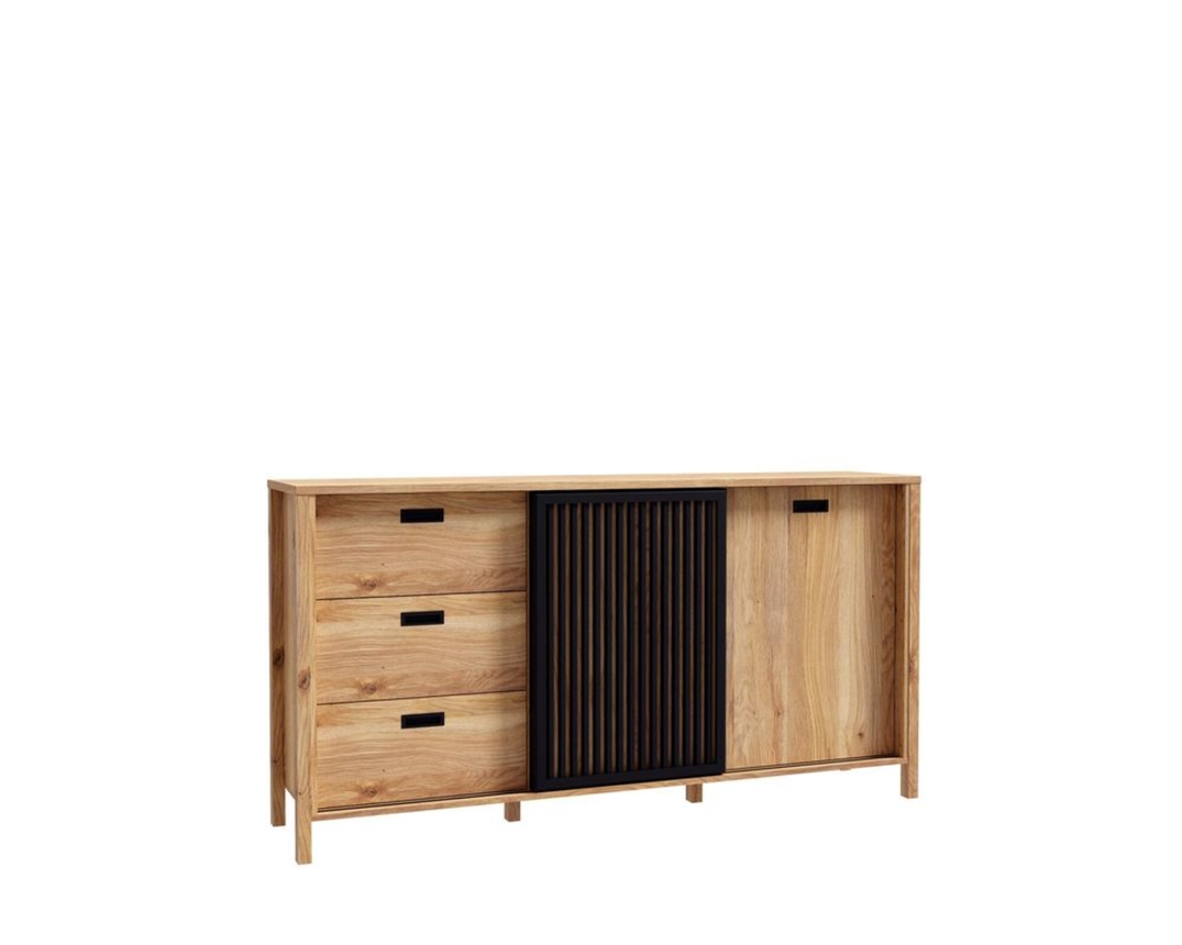 Sideboard "Fabiola" mit 2 Türen und 3 Schubkästen - Braun/Schwarz - 3