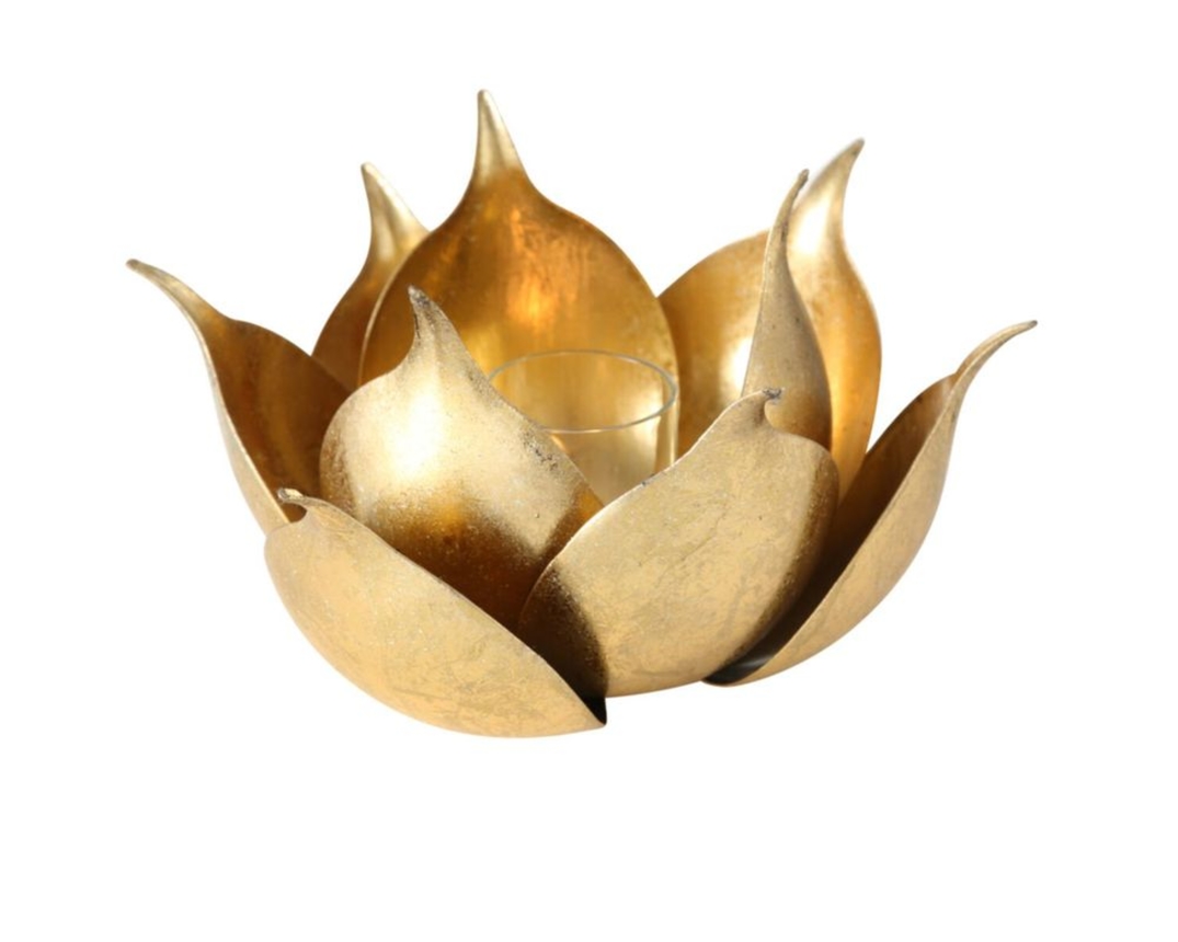 Windlicht in Blütenform - Gold - 1