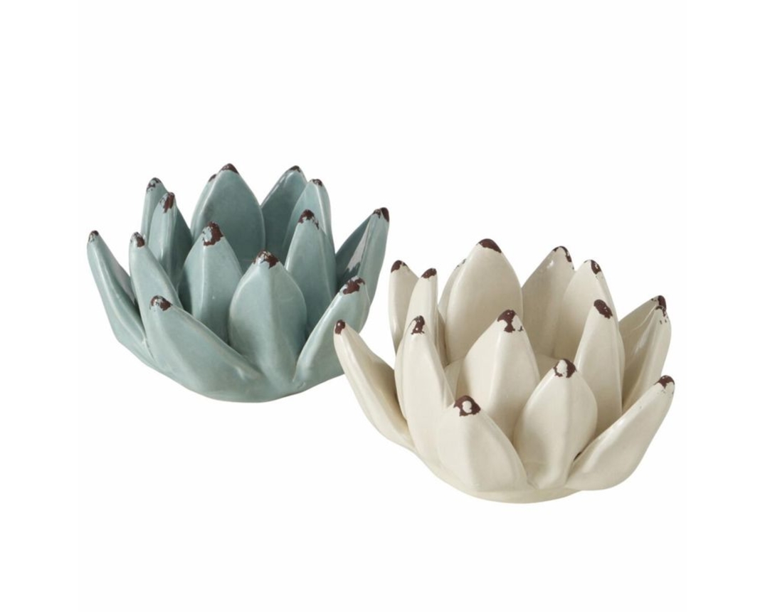 Teelichthalter "Lotus" aus Steingut - Mehrfarbig - 1