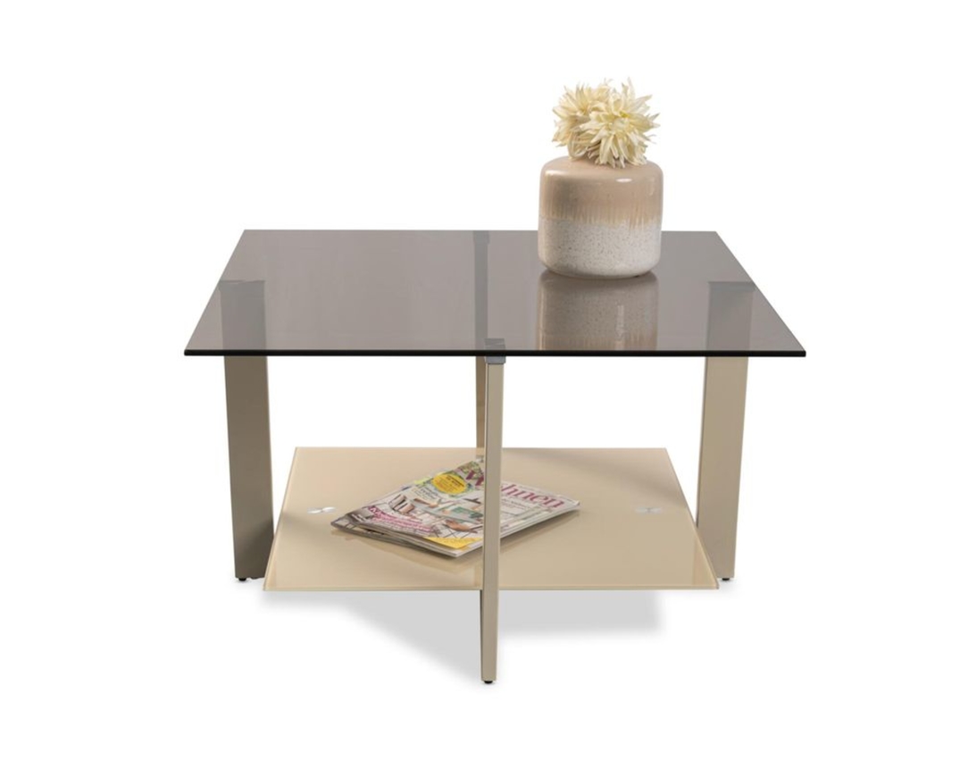 Couchtisch "Minden", ca. 75x35x75cm - braun-cremeweiß - 1