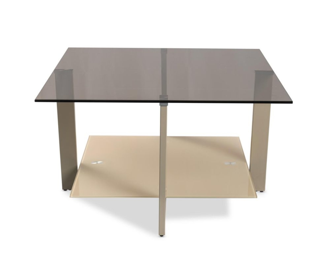 Couchtisch "Minden", ca. 75x35x75cm - braun-cremeweiß - 2