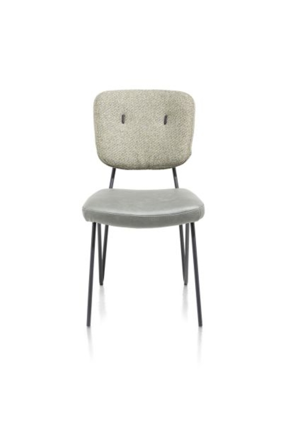 XOOON June, Stuhl - Gestell off black + Taschenfederkern - Kombi Stoff Pala (Sitz) und Stoff Cleo (Stuhlle - Gruen, Gruen - 1