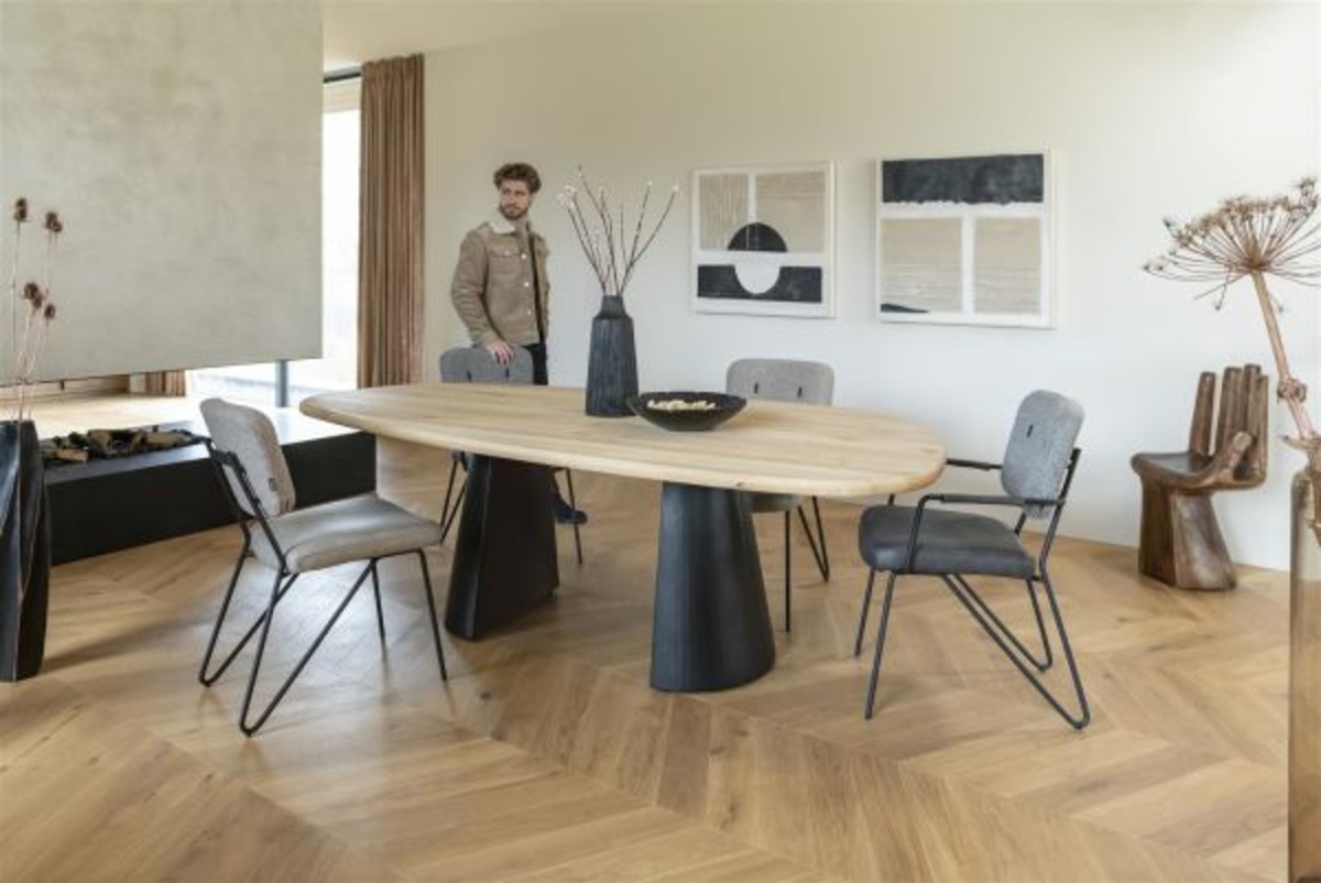 XOOON June, Stuhl - Gestell off black + Taschenfederkern - Kombi Stoff Pala (Sitz) und Stoff Cleo (Stuhlle - Gruen, Gruen - 5