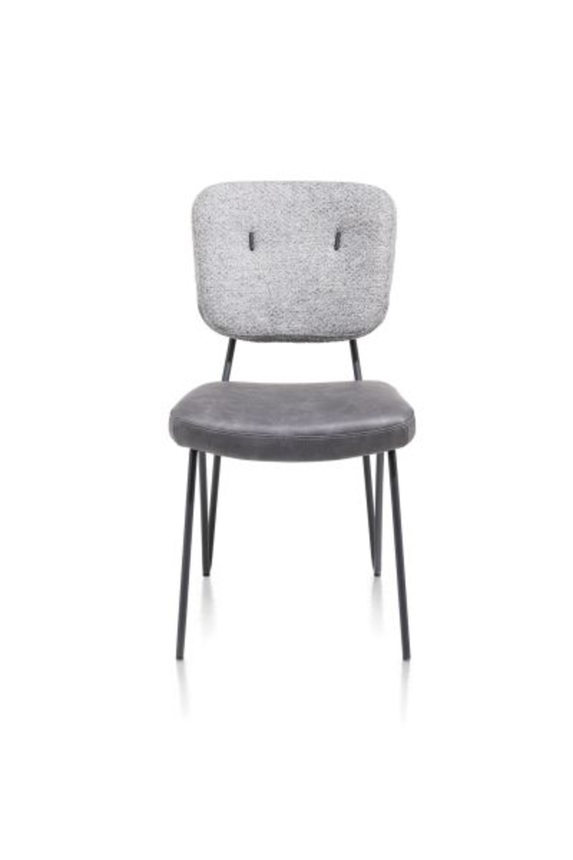 XOOON June, Stuhl - Gestell off black + Taschenfederkern - Kombi Stoff Pala (Sitz) und Stoff Cleo (Stuhlle - Schwarz/ Anthrazit, Grau, Weiss - 1