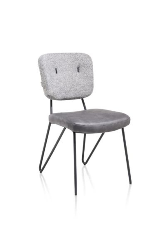 XOOON June, Stuhl - Gestell off black + Taschenfederkern - Kombi Stoff Pala (Sitz) und Stoff Cleo (Stuhlle - Schwarz/ Anthrazit, Grau, Weiss - 2