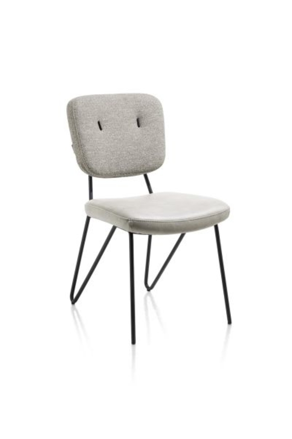 XOOON June, Stuhl - Gestell off black + Taschenfederkern - Kombi Stoff Pala (Sitz) und Stoff Cleo (Stuhlle - Braun, Grau, Taupe, Weiss - 2