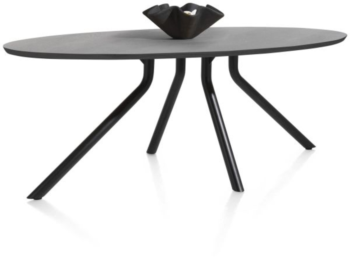 XOOON Arvada, Tisch 220 x 110 cm. - Ellipse - zentralem Fuß lang - Schwarz - 2
