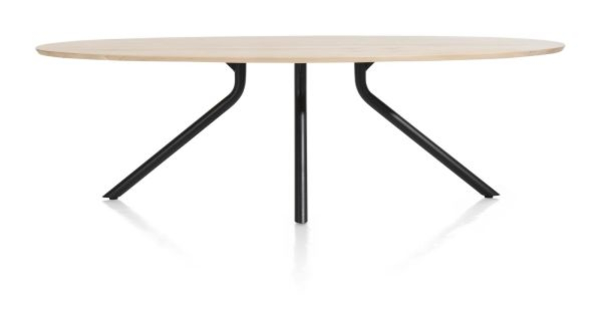 XOOON Arvada, Tisch 250 x 110 cm. - Ellipse - zentralem Fuß lang - Beige, Braun - 1