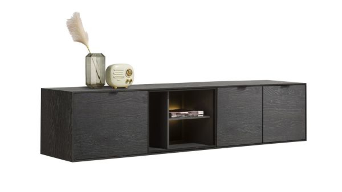 XOOON Elements, Lowboard 210 cm. - zum aufhängen + 2-Türen + Klappe + 3-Nischen + Led -  - 2