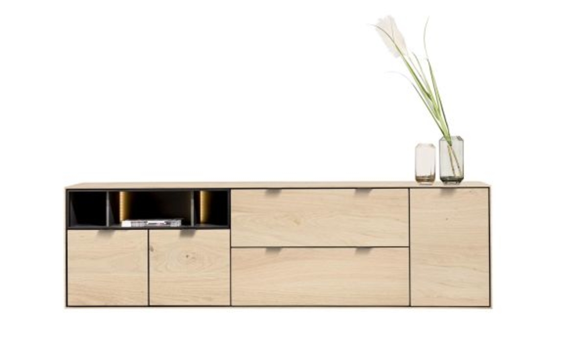 XOOON Elements, Sideboard 210 cm. - 3-Türen + 2-Laden + 3-Nischen + Led -  - 1