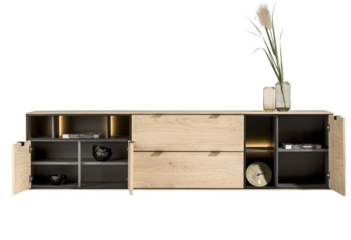 XOOON Elements, Sideboard 240 cm. - 3-Türen + 2-Laden + 5-Nischen + Led -  - 3