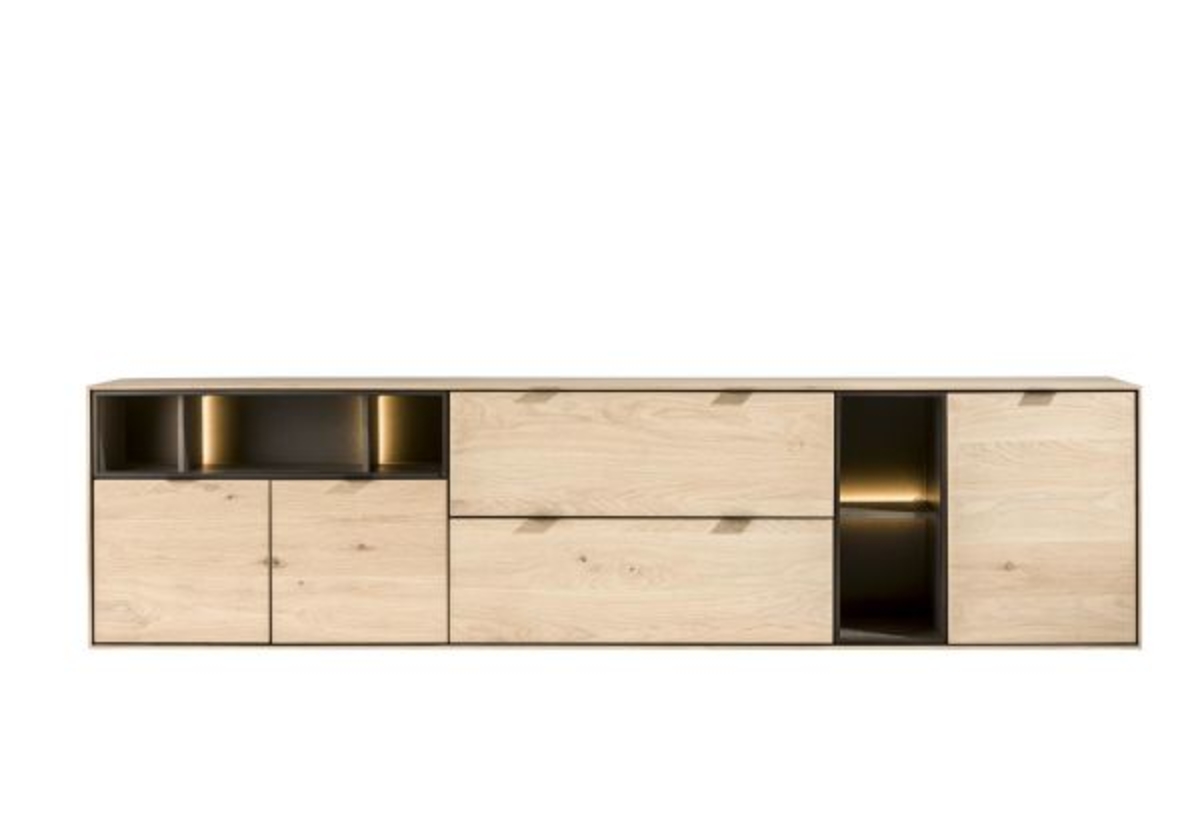 XOOON Elements, Sideboard 240 cm. - 3-Türen + 2-Laden + 5-Nischen + Led -  - 5