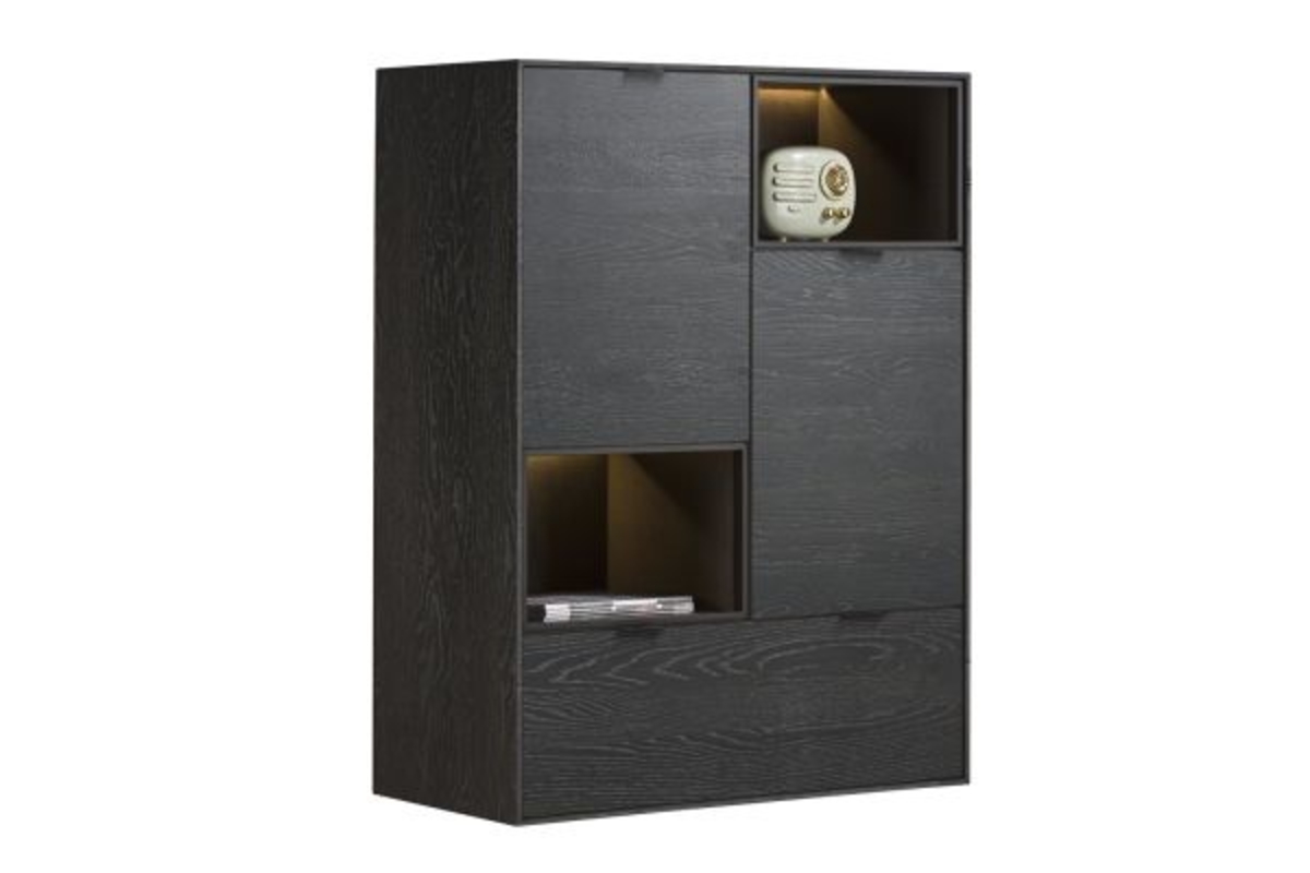 XOOON Elements, Highboard 90 cm. - 2-Türen + 1-Lade + 2-Nischen + Led -  - 2