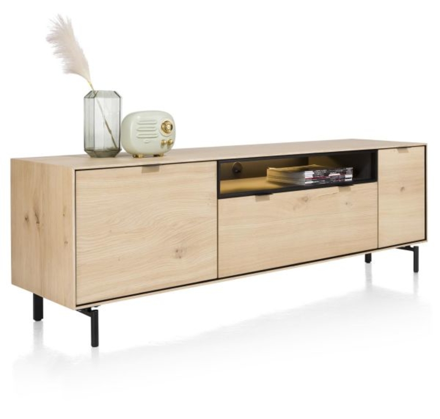 XOOON Elements, Lowboard 180 cm - zum aufhängen + 1-Tür + 1-Lade + Klappe + 1-Nische + Led inkl Metallfüße -  - 2