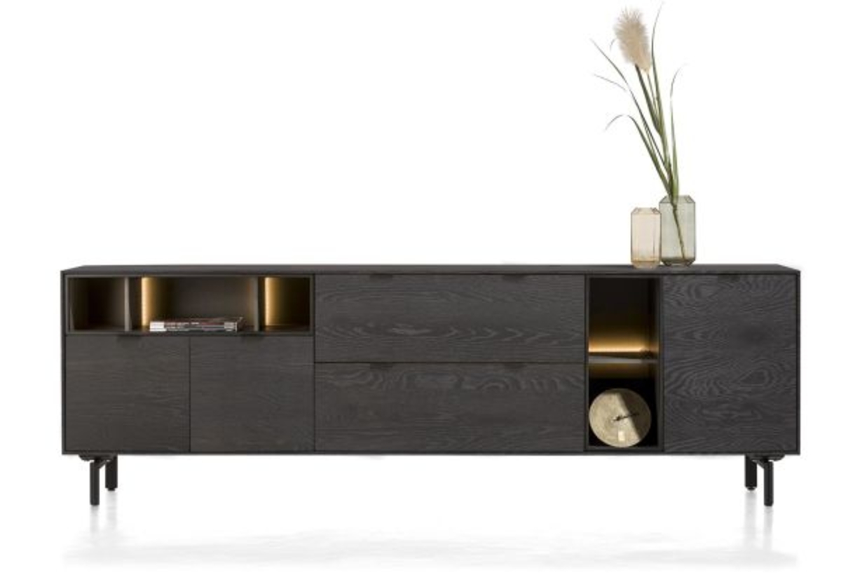 XOOON Elements, Sideboard 240 cm. - 3-Türen + 2-Laden + 5-Nischen + Led inkl. Metallfüße -  - 1