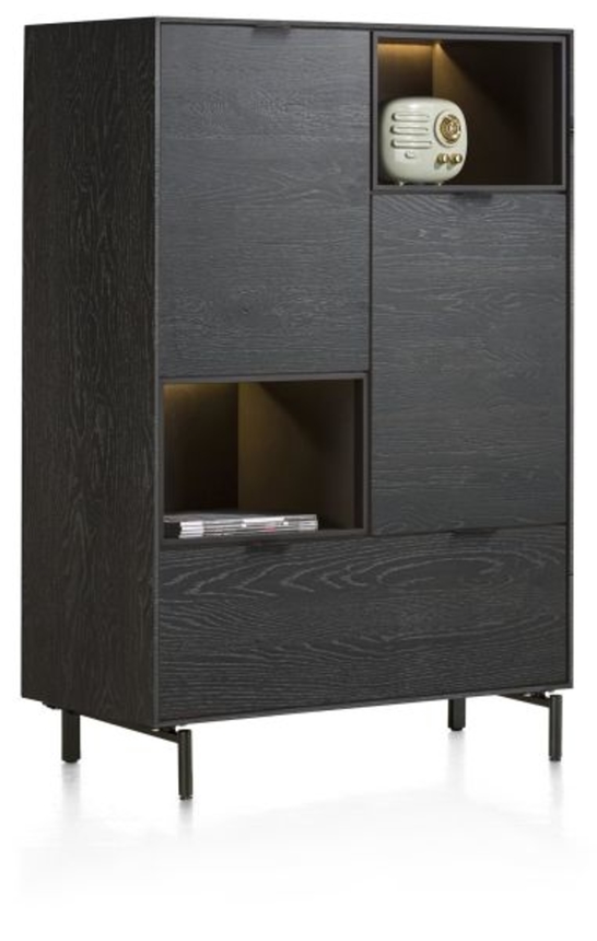 XOOON Elements, Highboard 90 cm. - 2-Türen + 1-Lade + 2-Nischen + Led inkl. Metallfüße -  - 2