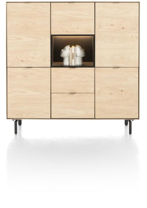 XOOON Elements, Highboard 150 cm - 5-Türen + 2-Laden + 1-Nische + Led inkl. Metallfüße -  - 1